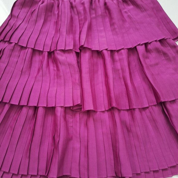 Reiss Tiered Pleated Fuschia Skirt - Picture 3 of 9